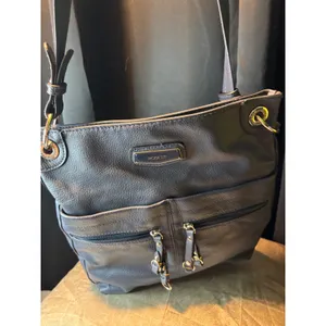 Rosetti Navy Blue Pebble Faux Leather Crossbody Bag Organizer Purse Silver Tone thumbnail 7