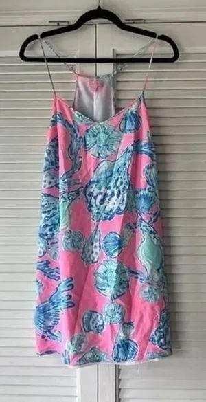 Lilly Pulitzer Dusk Silk Slip Dress Barefoot Princess Pink Pout X-Small Seashell thumbnail 1