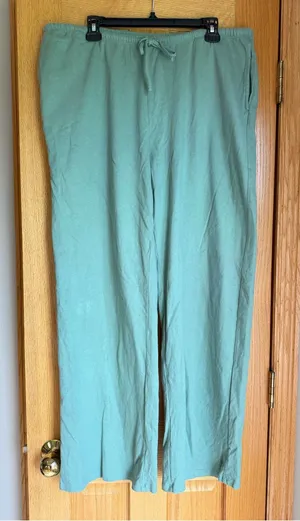 American Eagle Sage Green Wide Leg Pull On Pants Elastic Drawstring Waist XL thumbnail 1