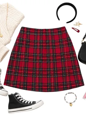 Brandy Melville Red Tartan Plaid Mini Skirt XXS 00 0 Y2K Preppy Coquette Rare thumbnail 4