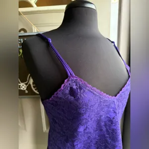 Vintage 80s Victoria’s Secret gold label lace satin cropped cami, size medium thumbnail 3