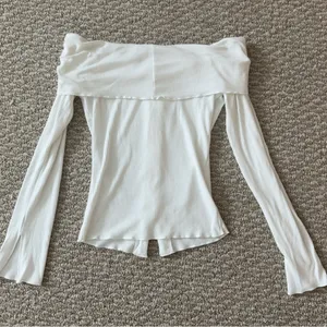 Princess Polly White Ribbed Off-Shoulder Top thumbnail 7
