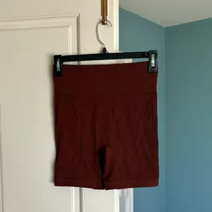 Boutique Burgundy Brown Ribbed Biker Sculpting Shorts thumbnail 3
