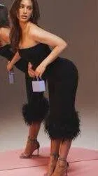 House Of CB Fionula Black feather trim dress thumbnail 6