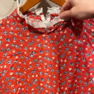 Cute strawberry shortcake prairie milkmaid handmade lace collar maxi dress thumbnail 8