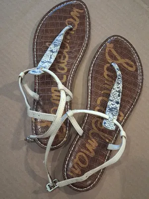 Sam Edelman Women's Gigi Sandal - Size 10 M - Thong T-Strap Slingback/Snakeskin thumbnail 1
