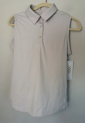 Rhône Women's Course To Court Sleeveless Polo Gray Lavender Sz M Polo NWT $88 thumbnail 1