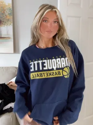 Super Cool Cut Navy Blue Marquette University Basketball Sweatshirt thumbnail 1