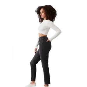 American Eagle Outfitters Mom Jean in Black Wash Charcoal Grey Size 8 thumbnail 2