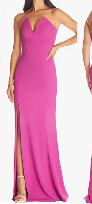 NWOT Dress the Population Fernanda Strapless Evening Gown sz S hibiscus pink thumbnail 1