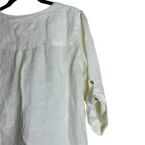 Maeve Anthropologie Linen Too Lace Up Cream Coastal Minimalist Preppy Nautical thumbnail 7
