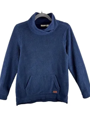 L.L.‎ Bean Navy Blue Mock Neck Fleece Pullover Hand-Warming Pouch Size XS thumbnail 1