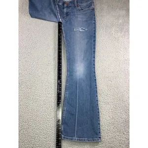 Vtg American Eagle Flare Leg Jeans Women 10 Low Rise Stretch Distressed 30x30‎ thumbnail 6