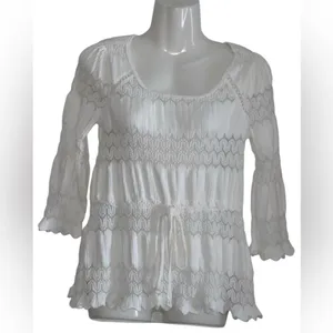 Free People Cream Lace Detail Blouse thumbnail 4