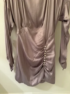 Elliatt Aristrocat Mini Asymmetrical Satin Dress Ash Lavender xs thumbnail 9