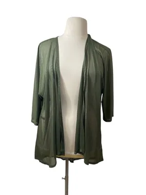 LuLaRoe Lindsay Olive Green Sheer Open-Front Kimono Cardigan Topper Duster thumbnail 2