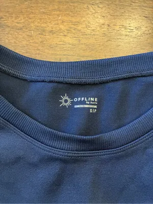 Aerie Offline Top Women’s Small Navy Blue Short Sleeve Workout Shirt Cropped thumbnail 2