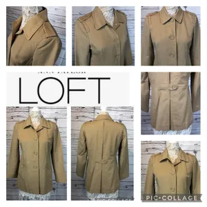Ann Taylor Classic Short Trench Khaki Coat Epaulets, pleated back size 10 petite thumbnail 12