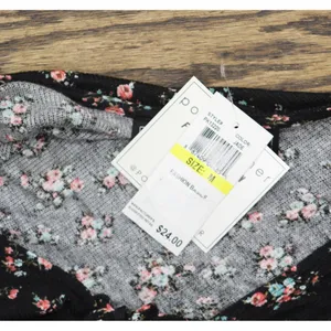 NWT Polly & Esther Juniors Knit Ribbed Tunic Tie Front Shirt Top Black Multi M thumbnail 3