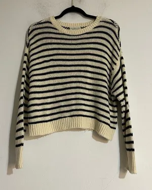Denim & Supply Ralph Lauren Open Knit Cotton Striped Crewneck Sweater XL Preppy thumbnail 1