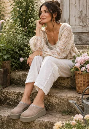 Carlo Pera Italy Taupe Platform Mule Clogs Leather Braided Trim Slip On EU 40 thumbnail 1