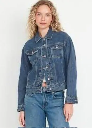 Old navy Classic Jean Jacket button front denim blue 100% cotton Women size XL thumbnail 2