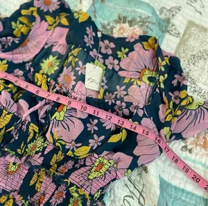 Free People Balconette Floral Smocked Peasant Top NWT Boho Long Sleeves thumbnail 4