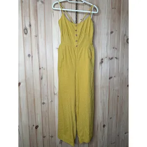 NWT Lulus Coastal Air Mustard Yellow Striped Tie-Back Culotte Jumpsuit Sz XL thumbnail 2
