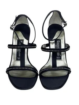 new Kenneth Cole ★ Evening Star Rhinestone Embellished Sandal ★ Black Satin ★ 8M thumbnail 7