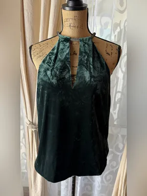 Veronica Beard Kusumi Velvet Halter Top in Emerald Green thumbnail 2