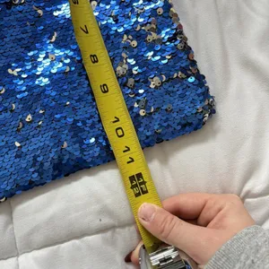 NWT Sasha‎ New York Blue Silver Sequin Crossbody Purse Strap Black Club Party thumbnail 3