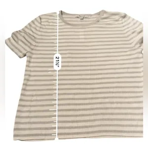 Madewell Micro-Rib Short Sleeve Striped Sweater Tee in‎ Monument Sz M NEW thumbnail 9