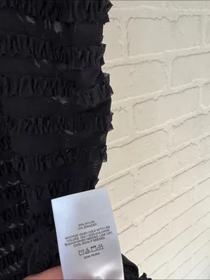 Express Black Textured Ruffle Sleeveless Tank new medium stretch thumbnail 3