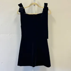 Zara Black Velvet Bow Shoulder Mini Dress Square Neck 9763/072/800 XS Holiday thumbnail 3