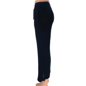 Aqua Black Ribbed Mid Rise Drawstring Cropped Relaxed Lounge Sweat Pants Size S thumbnail 3