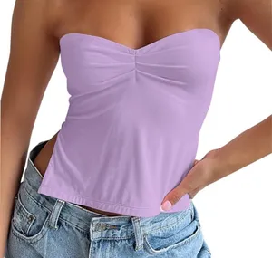 Amazon purple strapless top thumbnail 1
