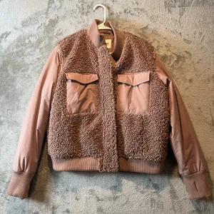 UpWest Pink Sherpa Bomber Jacket‎ Size Large Pink Mauve thumbnail 1