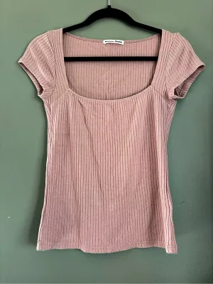 Reformation Jeans Knit Top Ribbed Square Neck Pink Medium thumbnail 1