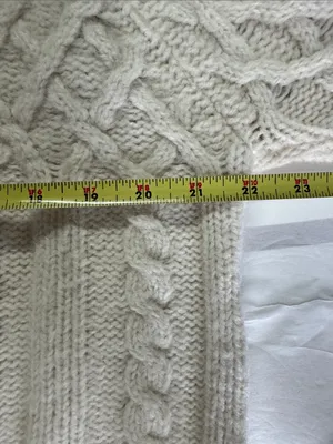 Aran Crafts Cream Cable-Texture Turtleneck zip up cropped cardigan 100% wool M thumbnail 12