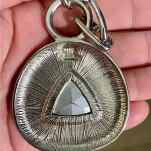 Vintage Silver Plated Pendant Necklace with Triangular Rhinestone thumbnail 4