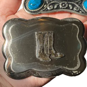 Western Floral Faux Turquoise Retro Design And Cowboy‎ Boots Belt Buckle thumbnail 4