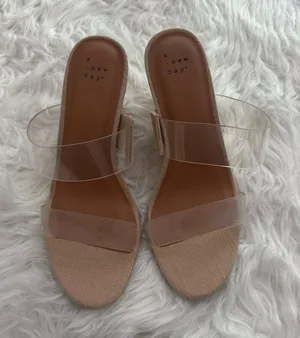 A New Day Ansel Double Band Open Toe Wedge Heels Size 8 thumbnail 1