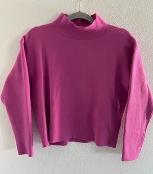 Maeve Anthropologie The Carys Mock-Neck Sweater Womens XS Purple Cropped Classic thumbnail 1