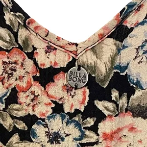 Billabong Button‎ Up Blouse Size Small Multi Color Floral Rayon Womens LS thumbnail 8