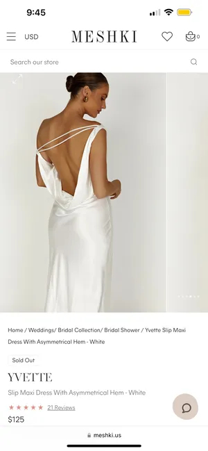 YVETTE Slip Maxi Dress With Asymmetrical Hem - White thumbnail 2