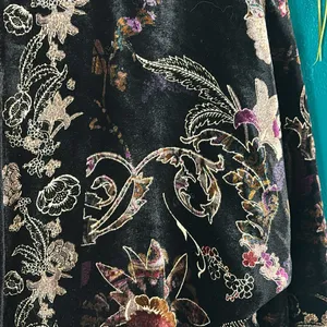 Chico's Black Crushed Velvet Jewel-Toned Floral Imprinted Oversized Boho… thumbnail 7