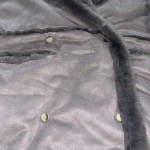 Woman’s Commense Gray Teddy Jacket with Faux Fur Trim Size Small thumbnail 3