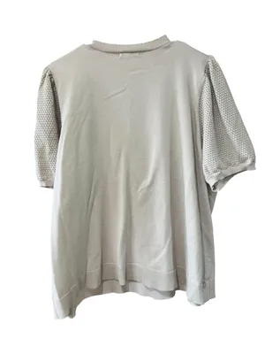 Cable & Gauge Beige V-Neck Puff Sleeve Knit Top thumbnail 2