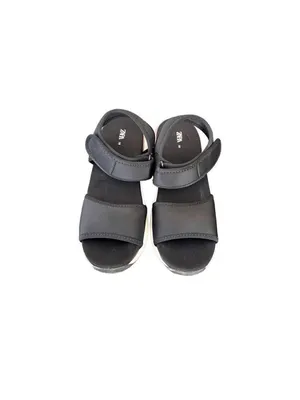 ZARA Platform Wedge Sandals Womens 8 Black Espadrille Summer thumbnail 6
