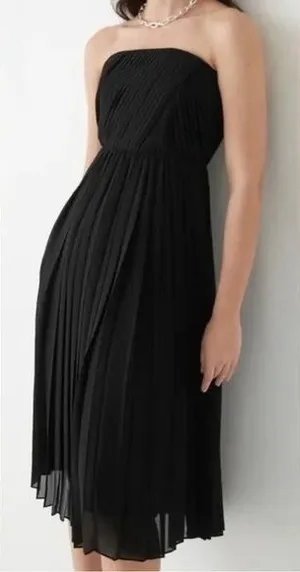 & other stories black strapless midi dress thumbnail 1